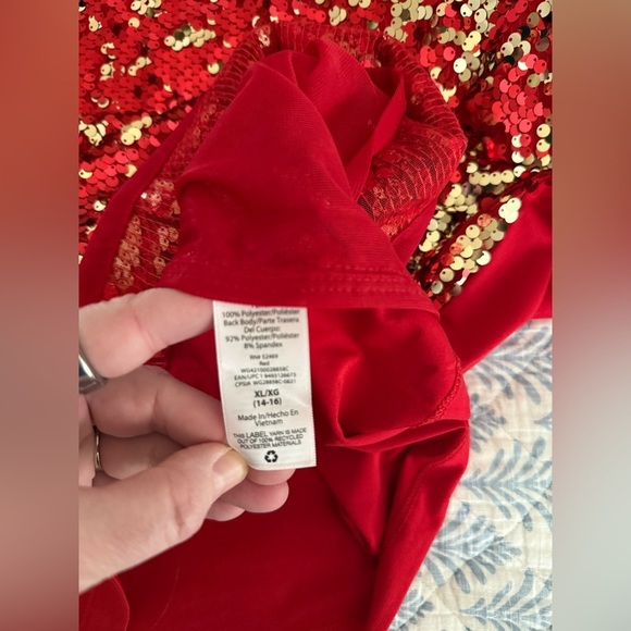 New Wonderkids Red and Gold Sequin Dress size XL or women small - Picture 8 of 9